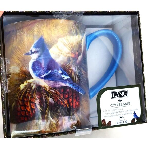 MUG/CUP-LANG-"December Blue Jay"-In Original Box-Colorful Print on Cup-14 oz - Picture 1 of 7